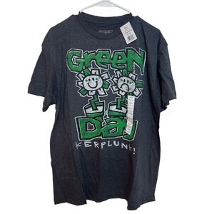 Green Day Kerplunk Band T-Shirt Mens L Charcoal Grey Flower Graphic New Grunge